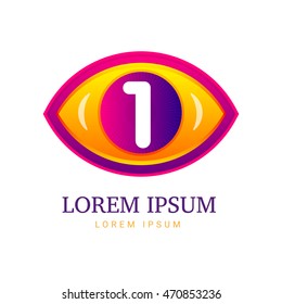 Abstract eco logo with eye icon. Vector illustration