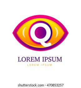 Abstract eco logo with eye icon. Vector illustration