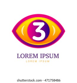 Abstract eco logo with eye icon. Vector illustration