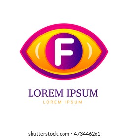 Abstract eco logo with eye icon. Vector illustration