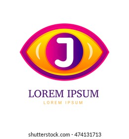 Abstract eco logo with eye icon. Vector illustration