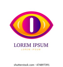 Abstract eco logo with eye icon. Vector illustration