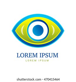 Abstract eco logo O with eye icon. Vector template
