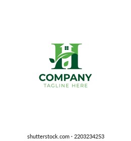 abstract eco property logo creation with letter h