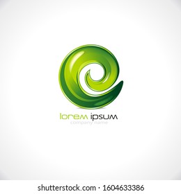 Abstract Eco sign. Round shape logo template. Geometry design elements and symbols. Beautiful vector illustration of line 3d icons