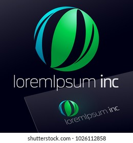 Abstract eco sign in sphere shape. Green logo for Ecology, Pharmacy, Medicine activity