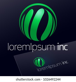 Abstract Eco Sign in Sphere Shape. Green Logo for Ecology, Pharmacy, Medicine activity