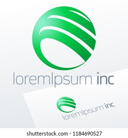 Abstract Eco Sign in sphere shape. Green Logo Vector for Ecology, Pharmacy, Medicine activity