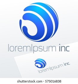 Abstract eco sign in sphere shape on white background. Logo for Business, Technology, Corporation.