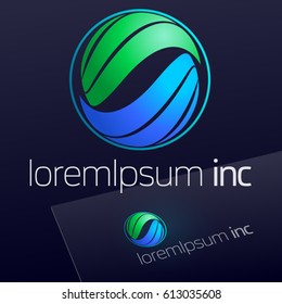 Abstract eco sign in sphere shape, Colorful logotype for Ecology, Pharmacy, Cosmetic activity