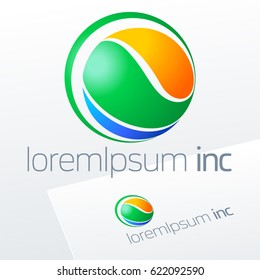 Abstract eco sign in sphere shape on white background. Logotype for Business, Ecology, Pharmacy activity