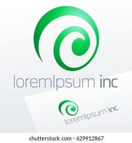 Abstract eco sign in sphere shape on white background. Green logotype for Ecology, Pharmacy, Medicine activity
