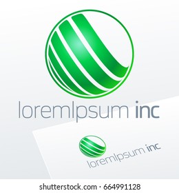 Abstract eco sign in sphere shape on white background. Green logotype for Ecology, Pharmacy, Medicine activity