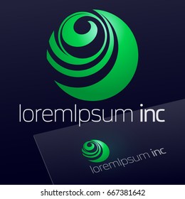 Abstract eco sign in sphere shape. Green logotype for Ecology, Pharmacy, Medicine activity