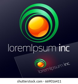 Abstract eco sign in sphere shape. Colorful logotype for Ecology, Pharmacy, Medicine activity
