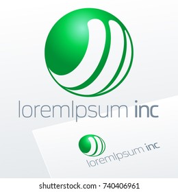 Abstract eco sign in sphere shape. Green logo for Ecology, Pharmacy, Medicine activity
