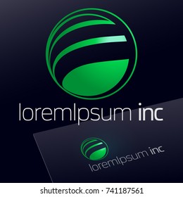 Abstract eco sign in sphere shape. Green logo for Ecology, Pharmacy, Medicine activity