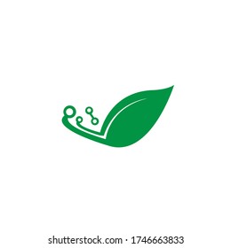 Abstract eco technology leaf logo design template