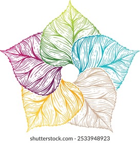 Flor Abstractas del tema del eco de las hojas multicolores