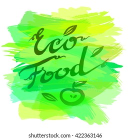 Abstract eco vector logo in the form of plants. Isolated logo on watercolor green background .