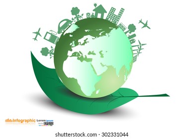 Abstract ecology connection concept background 
with icons for eco friendly, energy, 
environment.Vector infographic illustration
