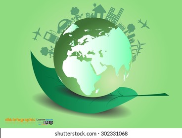 Abstract ecology connection concept background 
with icons for eco friendly, energy, 
environment. Vector infographic illustration
