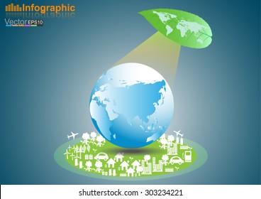 Abstract ecology connection concept background with icons for eco friendly, energy, environment.Vector infographic illustration