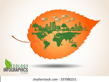Abstract ecology connection concept background with icons for eco friendly, energy, environment.Vector infographic illustration