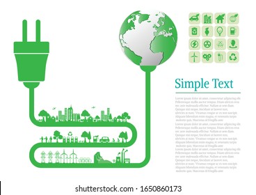 Abstract ecology connection electrical plug concept background . Vector 
infographic illustration