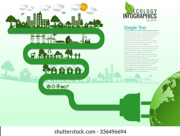 Abstrakte Ökologie Verbindung elektrischen Stecker Konzept Hintergrund . Vektorgrafik 

Infografik