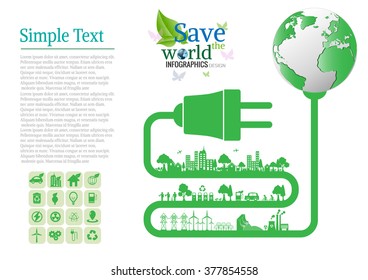 Abstract ecology connection electrical plug concept background . Vector infographic illustration