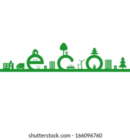Abstract ecology green concept with word eco 