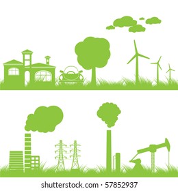 abstract ecology, industry and nature background - vector illustration