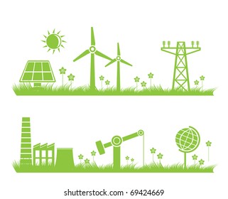 abstract ecology, industry and nature background - vector illustration