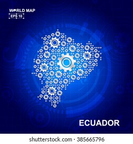 Abstract Ecuador gear map. Vector design