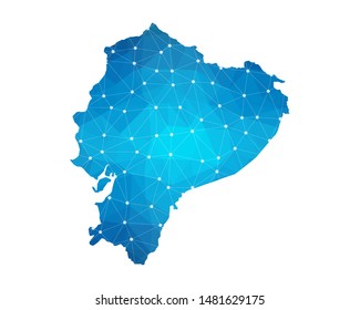 Abstract Ecuador Map geometric rumpled triangular low poly style gradient graphic on white background , line dots polygonal design for your . Vector illustration eps 10