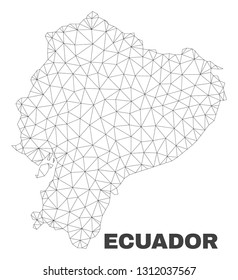 Abstract Ecuador map isolated on a white background. Triangular mesh model in black color of Ecuador map. Polygonal geographic scheme designed for political illustrations.