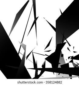 Abstract edgy, angled shapes texture. Monochrome futuristic background.