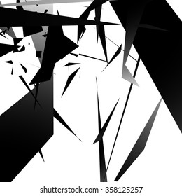 Abstract edgy, angled shapes texture. Monochrome futuristic background.