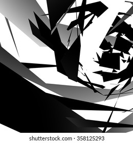 Abstract edgy, angled shapes texture. Monochrome futuristic background.