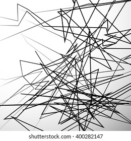 Abstract edgy, angular lines artistic black and white background - Random dynamic lines.