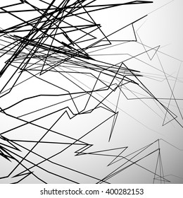 Abstract edgy, angular lines artistic black and white background - Random dynamic lines.