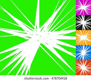Abstract edgy, geometric radiating lines. Set of 6 versions with 6 colors