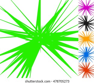Abstract edgy, geometric radiating lines. Set of 6 versions with 6 colors