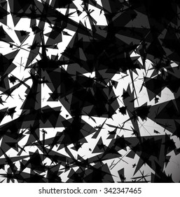 Abstract edgy pattern, background with randomly scattered pointed shapes