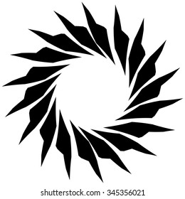 Abstract edgy spiral element in black and white
