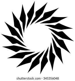 Abstract edgy spiral element in black and white