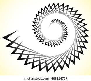Abstract edgy spiral, volute with triangular shapes