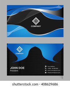 Abstract editable blue black business card
