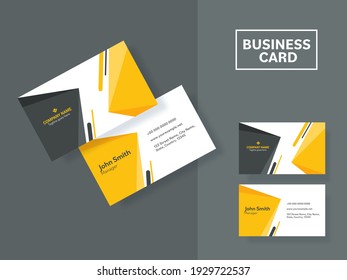 Abstract Editable Business Card Or Horizontal Template Set On Grey Background.
